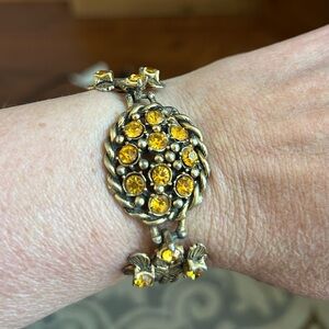 Gold-Tone Yellow Crystal Cluster Bracelet